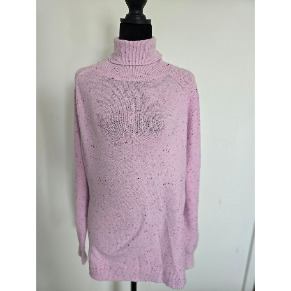 Loft Pink Confetti Flecked Turtleneck Sweater Raglan Sleeve Large